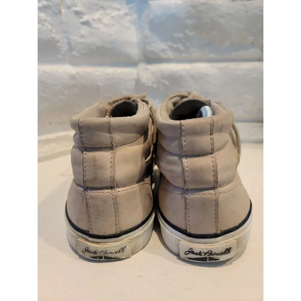 CONVERSE Jack Purcell Cream / Khaki Leather Mid top Boat Shoes Mens Size 8.5 wom